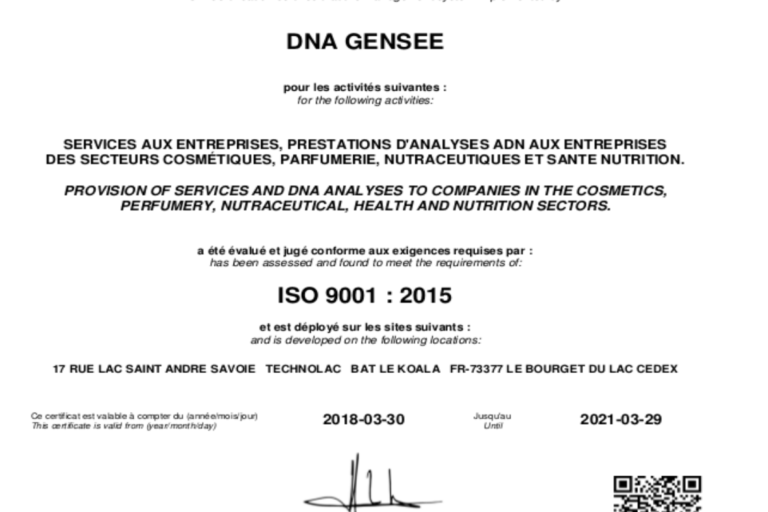 Certificat Iso 9001